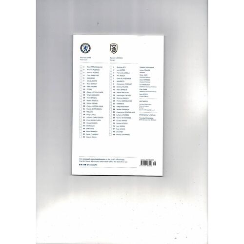 Chelsea v Paok Europa League Football Programme 2018/19