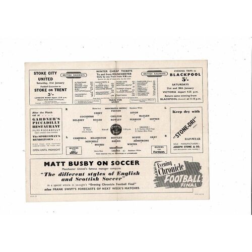 1949/50 Manchester United v Chelsea Football Programme