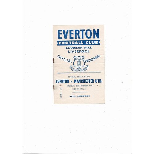 1959/60 Everton v Manchester United Football Programme