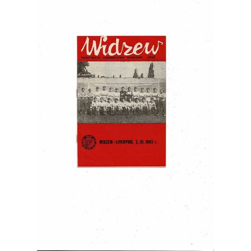 RTS Widzew Lodz v Liverpool European Cup Football Programme 1982/83
