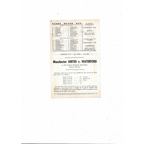 Manchester United v Nottingham Forest Central League Football Programme 1968/69