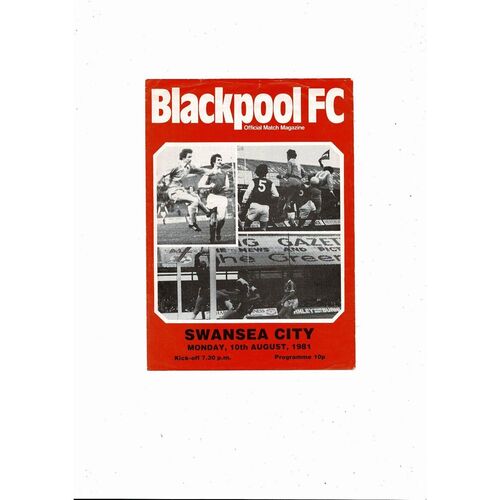 Blackpool v Swansea Friendly Football Programme 1981/82