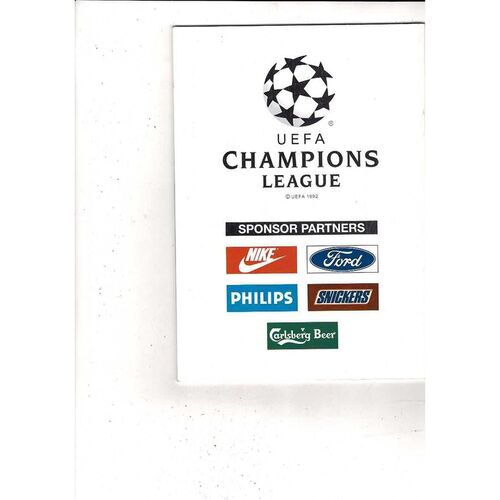 Spartak Moscow v AS Monaco UEFA Champions League Football Programme 1993/94