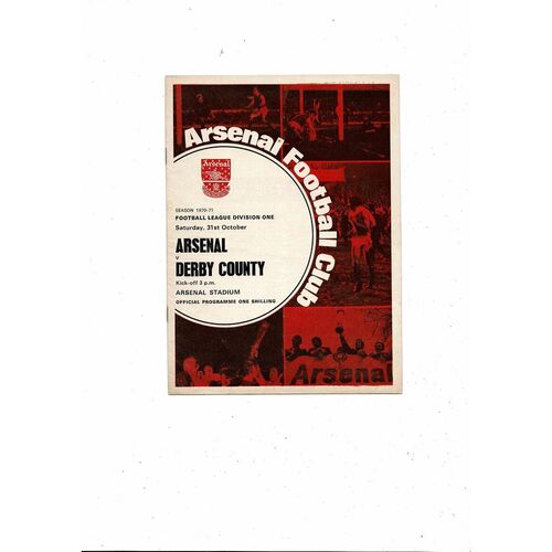 1970/71 Arsenal v Derby County Football Programme