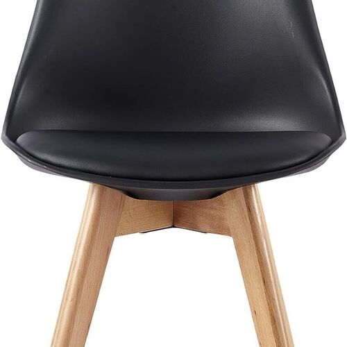 mcc direct Set of 4 Dining Chairs Wooden Legs Soft Cushion Pad Stylish DELUXE Retro Lounge Dining Office EVA