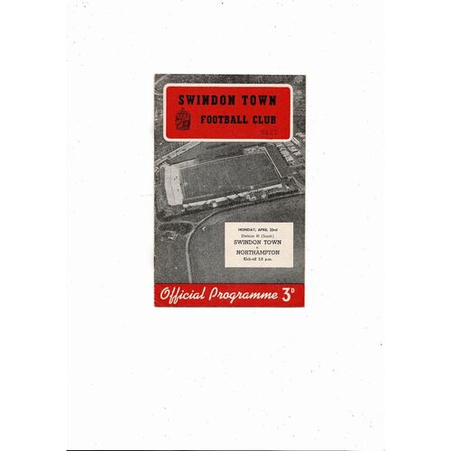 1956/57 Swindon Town v Northampton Town Football Programme