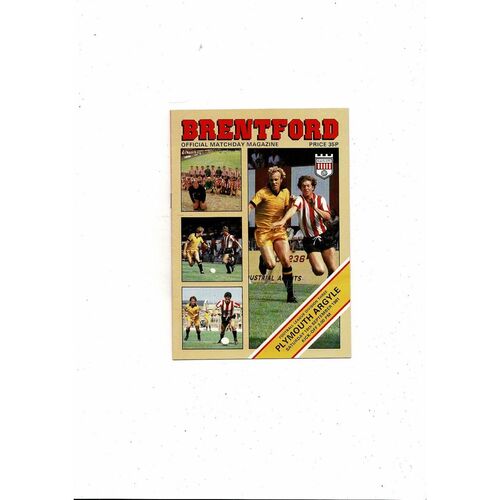 1981/82 Brentford v Plymouth Argyle Football Programme