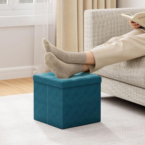 mcc direct Foldable Storage Ottoman, Small Footrest Cube, Storage Bench with Lid, 1 Storage Box for Bedroom & Living Room, 36 cm
