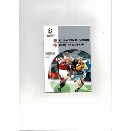 FC Bayern Munich v Spartak Moscow UEFA Champions League Football Programme 1994/95