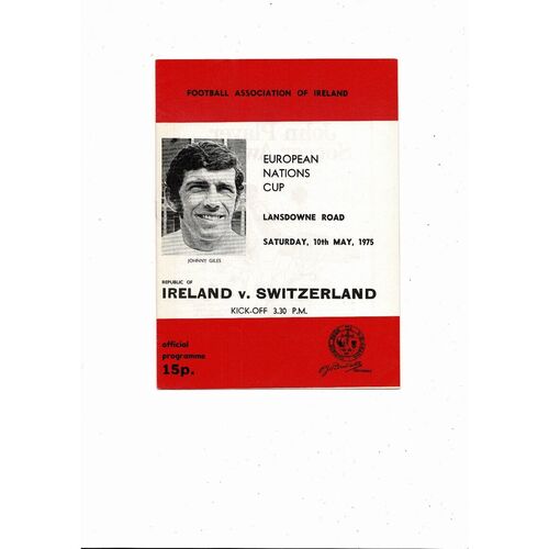 1975 Republic of Ireland v Switzerland Football Programme
