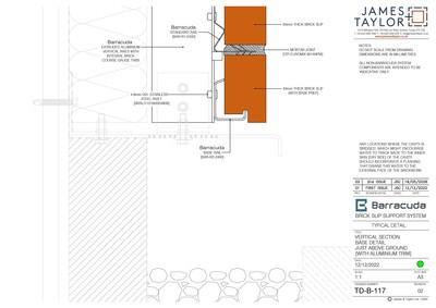 System Drawings | jamesandtaylor limited | Terracotta Tile Facade | Facing Brick System | Facade Metal