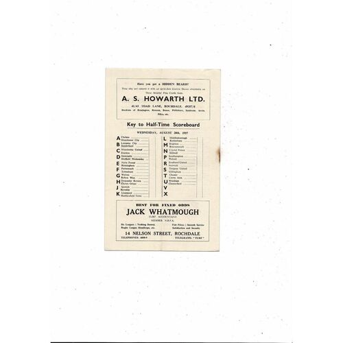 1957/58 Rochdale v Accrington Stanley Football Programme