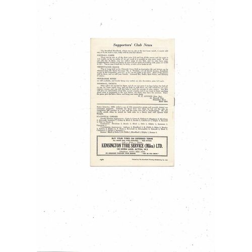 1962/63 Brentford v Stockport County Football Programme