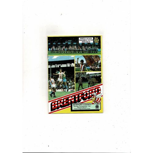 1983/84 Brentford v Newport County Football Programme