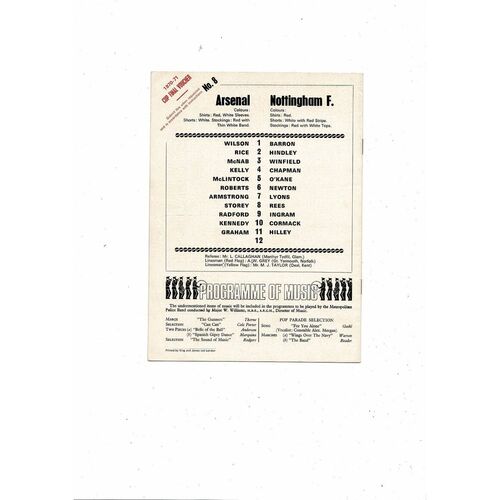1970/71 Arsenal v Nottingham Forest Football Programme
