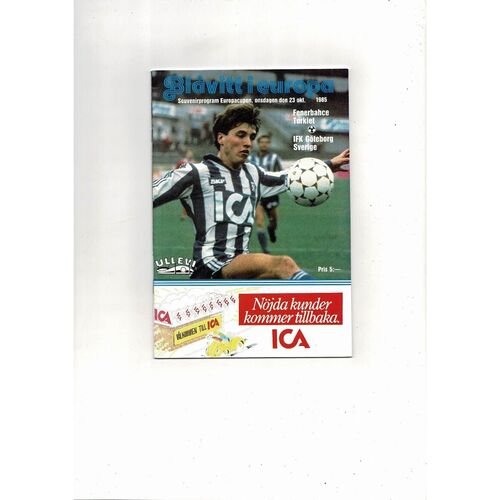 Gothenburg v Fenerbache European Cup Football Programme 1985/86