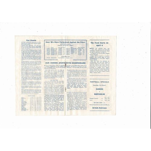 1963/64 Rangers v Kilmarnock Football Programme