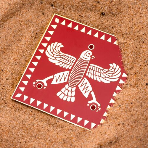 Badge. The Persian Falcon. Deep Red with 3 Red Stones. Original Pattern.
