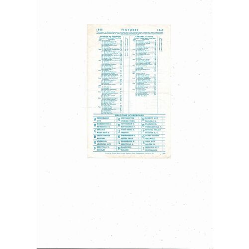 1968/69 Manchester City v Derby County Central League Football Programme