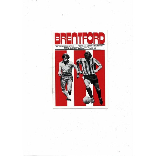 1974/75 Brentford v Rotherham United Football Programme