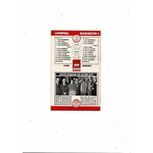 1979/80 Liverpool v Manchester City Football Programme