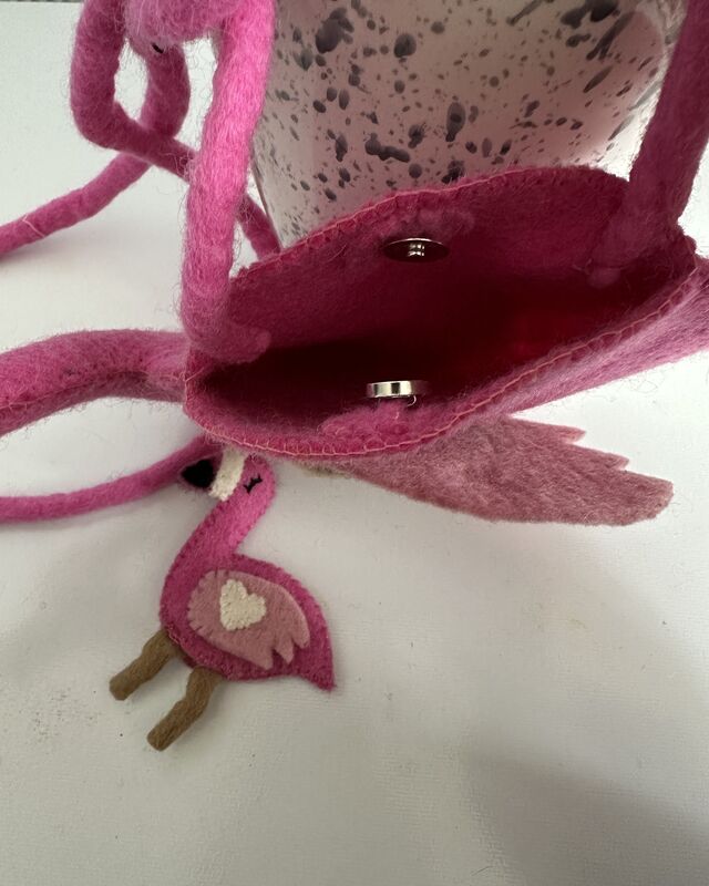 Flamingo puppet bag