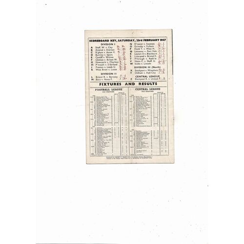 1956/57 Manchester United v Blackpool Football Programme
