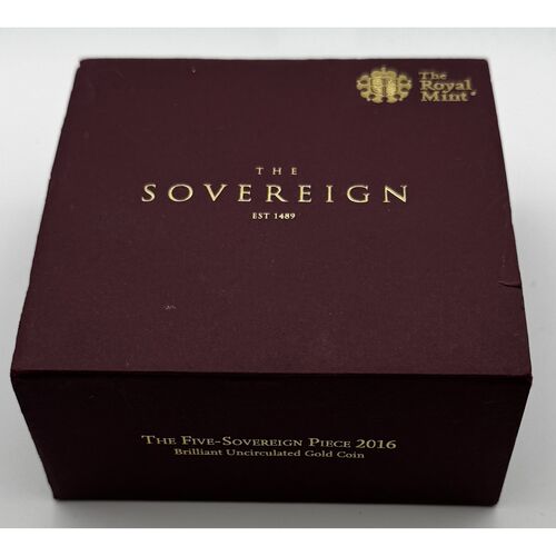 2016 QE11 £5 gold quintuple sovereign