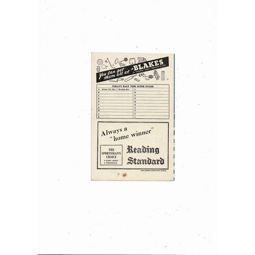 1957/58 Reading v Walsall Football Programme