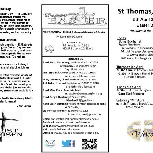 Pew Sheet | The Parish of St Thomas, Exeter