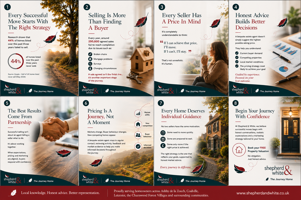 The Journey Home :The Right Move Starts Here | Shepherd and White  | Free property valuation Coalville | Request a property valuation Ashby De La Zouch  | Average house price in Charnwood