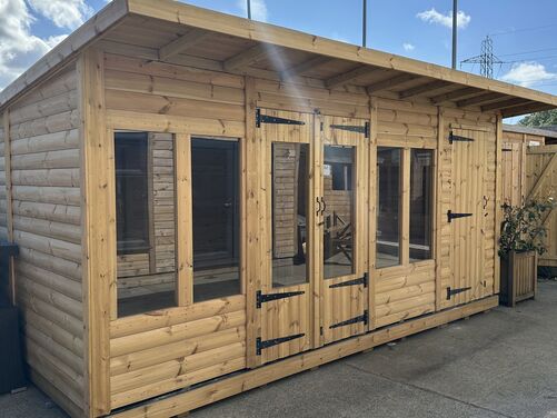 #SHP004 16x10 Pent Combi Loglap Summer House