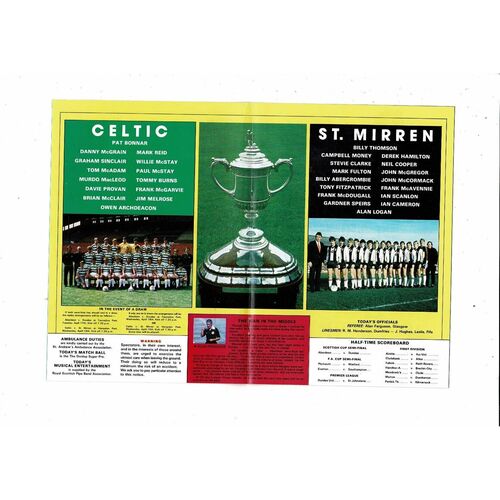 1984 Celtic v St. Mirren Scottish Cup Semi Final Football Programme