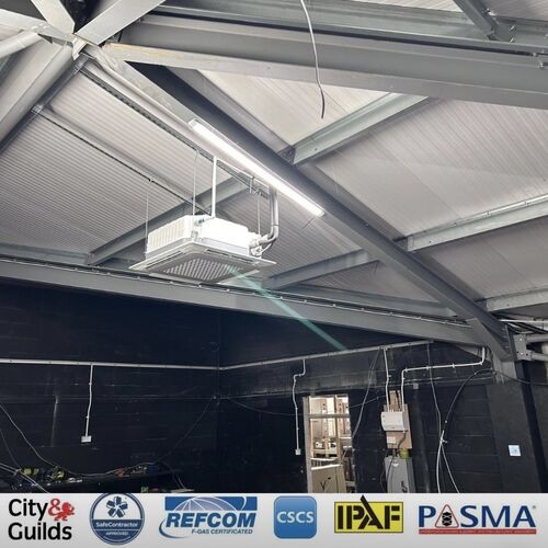 A Samsung 14KW split system in a bicycle workshop In Blackburn