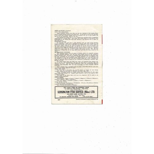 1961/62 Brentford v Peterborough United Football Programme