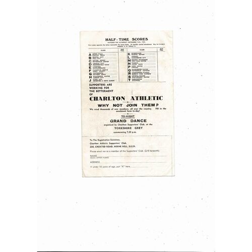 1959/60 Charlton Athletic v Sheffield United Football Programme