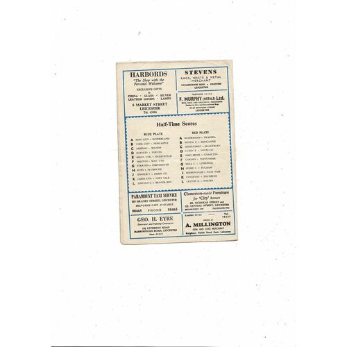 1954/55 Leicester City v Aston Villa Football Programme