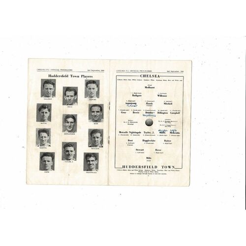 1950/51 Chelsea v Huddersfield Town Football Programme