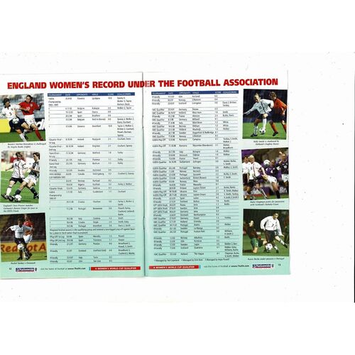 2002 England v Germany Women's International Football Programme + Ticket @ Crystal Palace