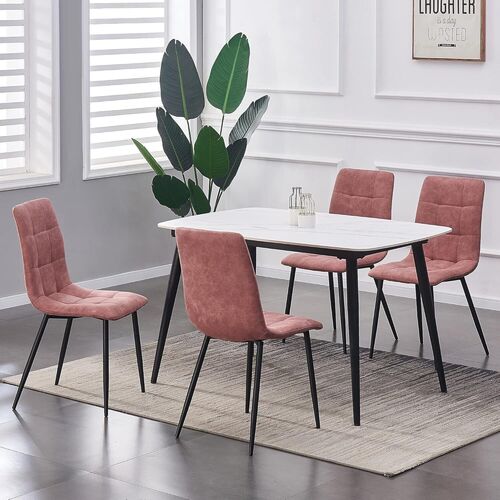 mcc direct Set of 4 Faux Matte Suede Leather Dining Chairs With metal Legs home& restaurants henri