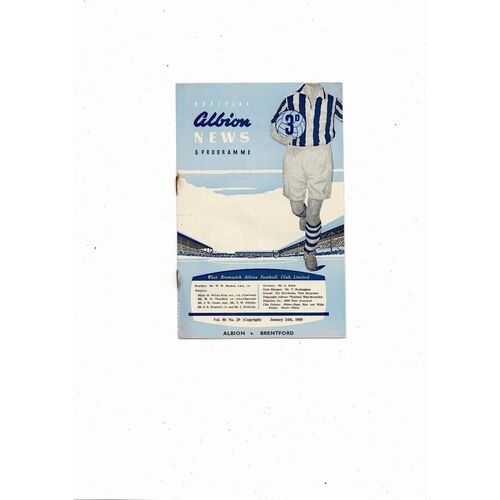 1958/59 West Bromwich Albion v Brentford FA Cup Football Programme