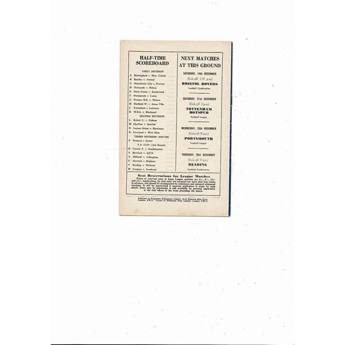 1957/58 Chelsea v Leeds United Football Programme