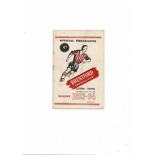 1953/54 Brentford v Luton Town Football Programme