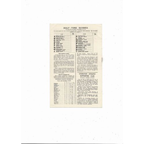 1957/58 Charlton Athletic v Bristol City Football Programme