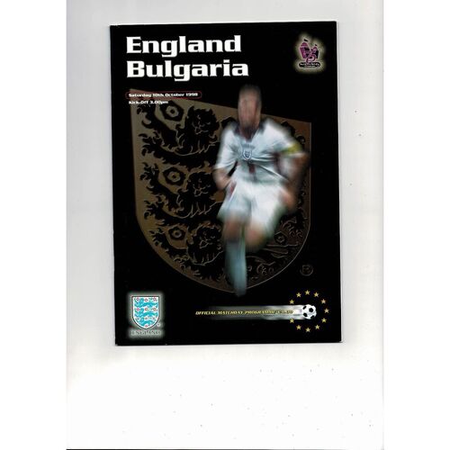 1998 England v Bulgaria Football Programme