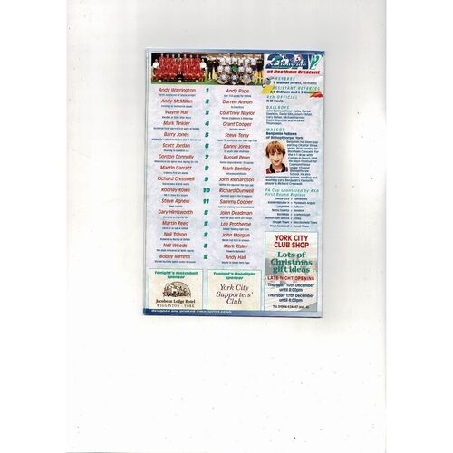 York City v Enfield FA Cup Football Programme 1998/99