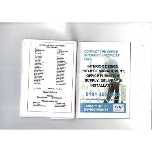 Whitley Bay v Nantwich Town FA Cup Football Programme 2008/09