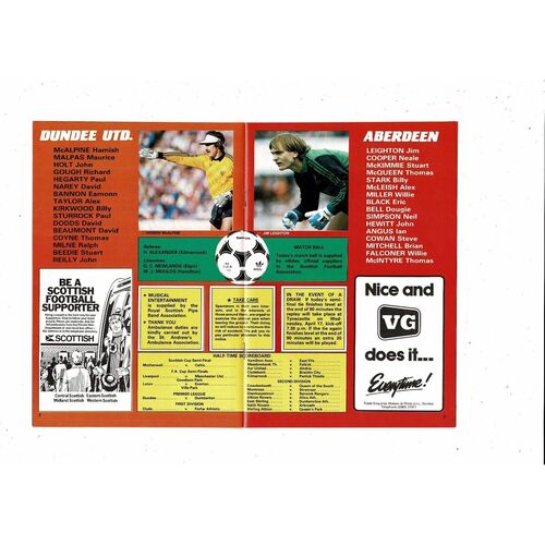 1985 Dundee United v Aberdeen Scottish Cup Semi Final Football Programme