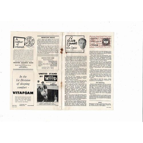 1959/60 Manchester United v Wolves Football Programme