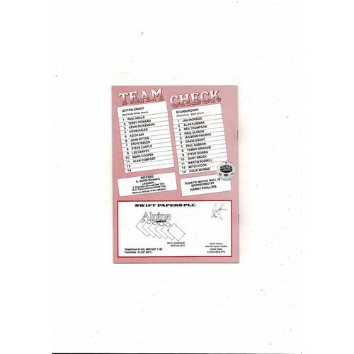 Leyton Orient v Scarborough Play Off Football Programme 1988/89